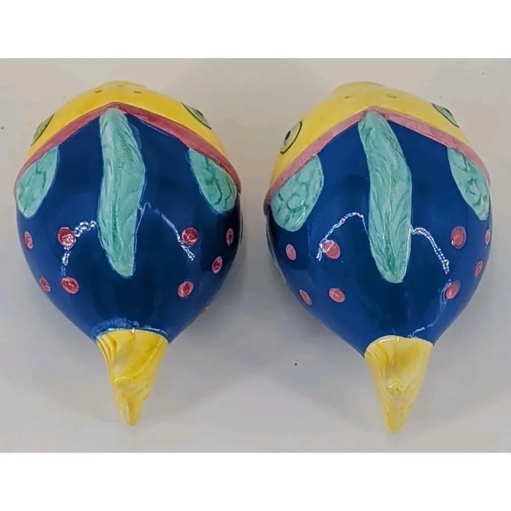 Salt & Pepper Shakers Set Figural Tropical Fish Colorful Ceramic Philippines